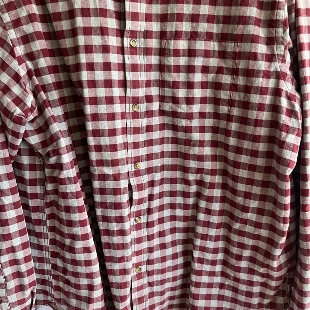 Men's Red & Grey Plaid Button Down Shirt - Picture 4 of 8